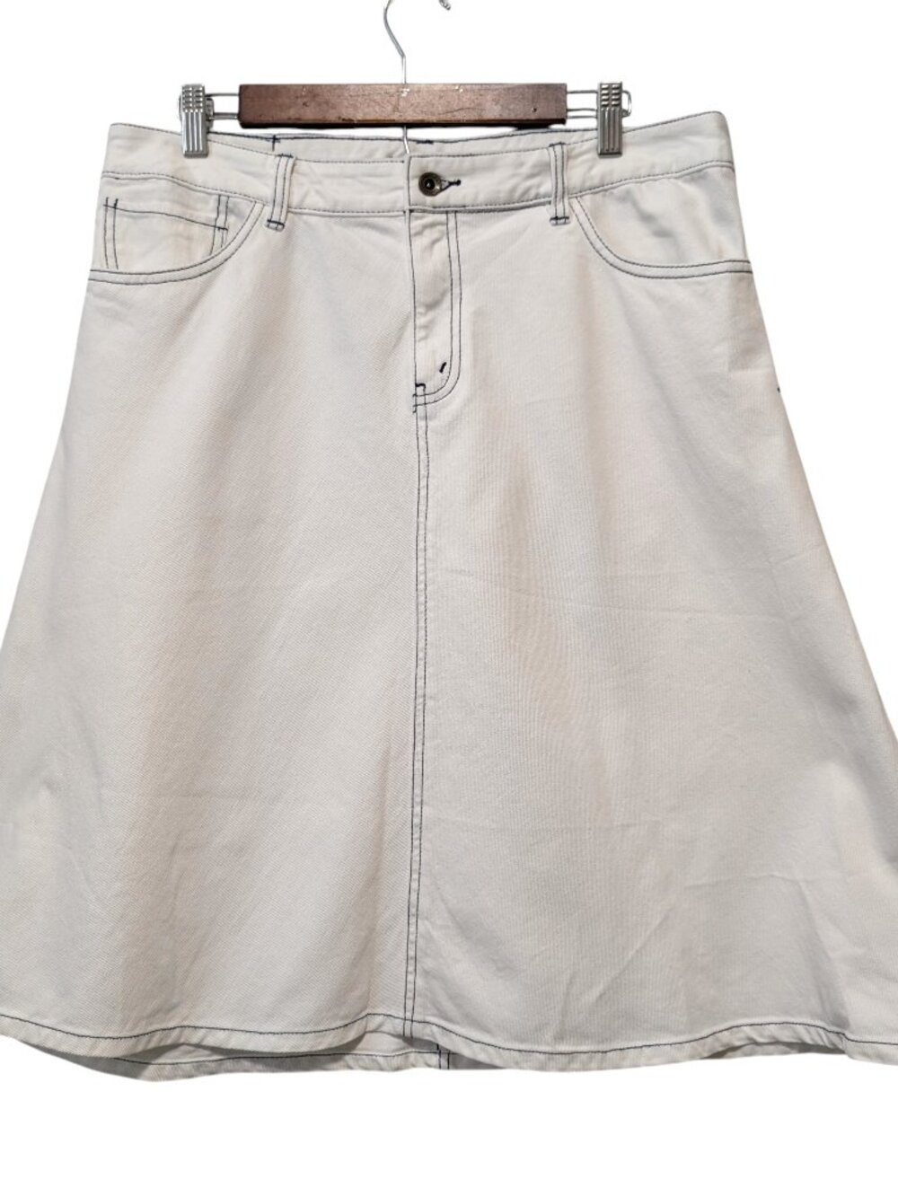 Ralph Lauren Jeans Co Womens NWT Size 12 White Cotton Denim A-Line Knee Skirt